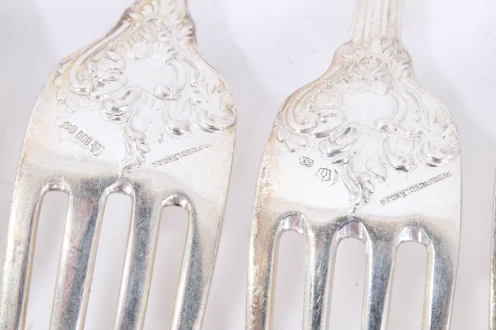 Six Late 19th/early 20th Century German Silver Dinner Forks, Rococo pattern, from the Royal Prussian - Image 7 of 8