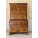 Fine early 18th century walnut chest on chest