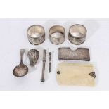 Victorian silver shell shape vesta case, and other items