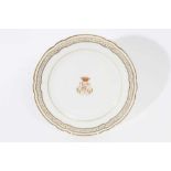 French porcelain plate with gilt crown and initials to centre