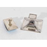 Edwardian silver inkwell and contemporary silver blotter
