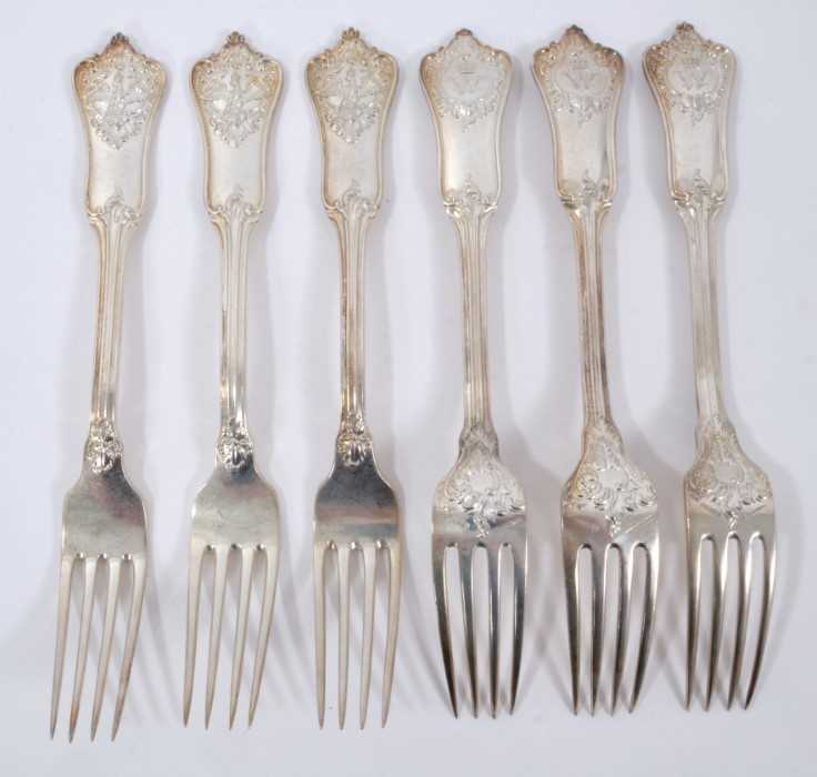 Six Late 19th/early 20th Century German Silver Dinner Forks, Rococo pattern from the Royal Prussian