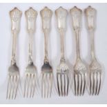 Six Late 19th/early 20th Century German Silver Dinner Forks, Rococo pattern from the Royal Prussian