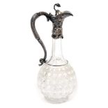 Victorian silver mounted cut glass claret jug