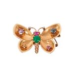 Gold and gem-set butterfly brooch