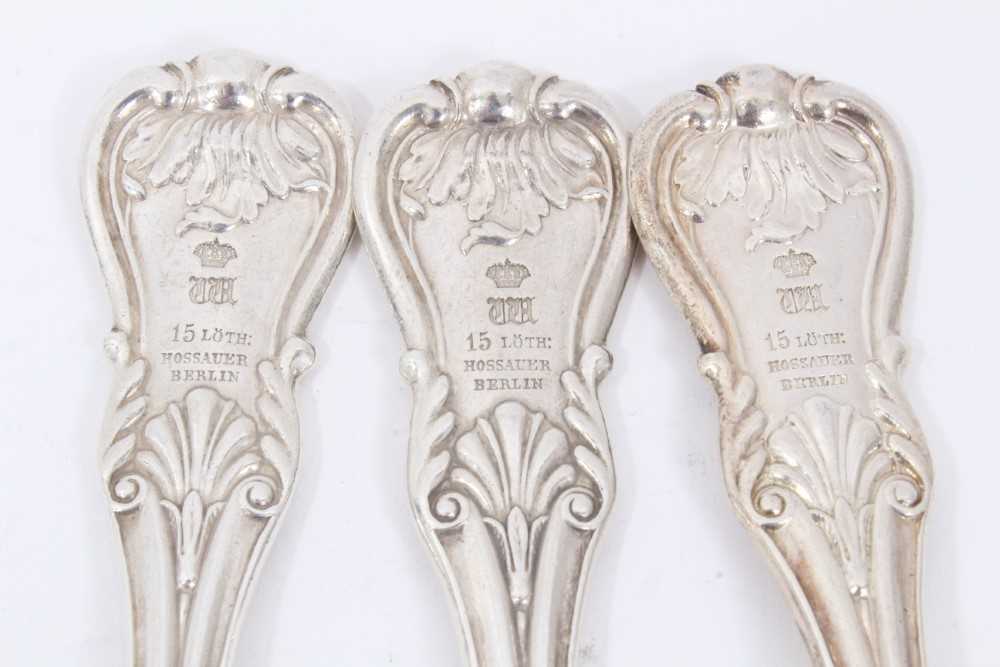 Six Early 19th Century German Silver Table Spoons, modified Kings pattern with fluted stems, from th - Image 5 of 8