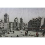 18th century hand coloured Vue d'optique engraving - 'Vue de las Mason de Northumberland a Charing C