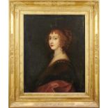 English School, late 18th century, oil on canvas - portrait of a lady in pearls, 75cm x 59cm, in goo