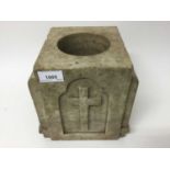 1930s carved stone grave side vase holder