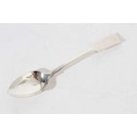 George III Scottish Provincial "Elgin" silver fiddle pattern dessert spoon,