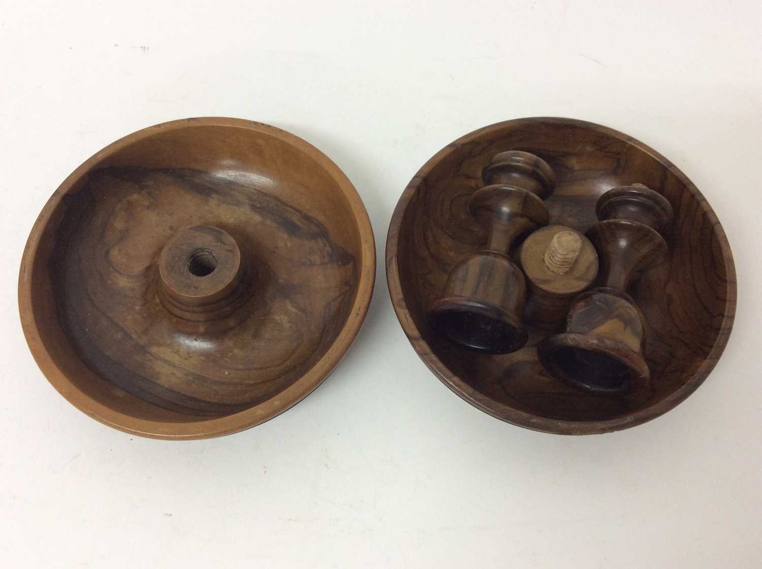 Pair of 18th century brass nut crackers together with a walnut Brighton bun collapsible pair of cand - Image 5 of 6