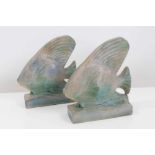 Two pairs of Bourne Denby Danesby bookends - fish and dogs