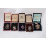 G.B. - Silver Sports Fob-Medallions x 5 circa 1890-1920, in cases of issue (5 medallions)