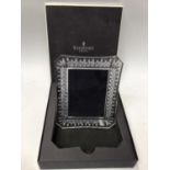 Waterford Crystal photo frame, boxed, together with a clock