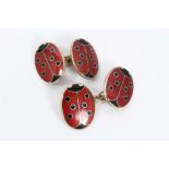 Pair silver gilt enamelled ladybird cufflinks