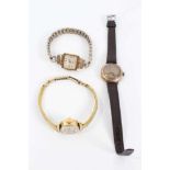 Three vintage ladies gold wristwatches