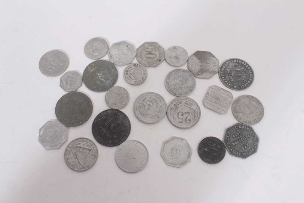 France Chamber of Commerce circa 1920 Zinc coinage to include examples from Algeria, Bayonne, Dugard