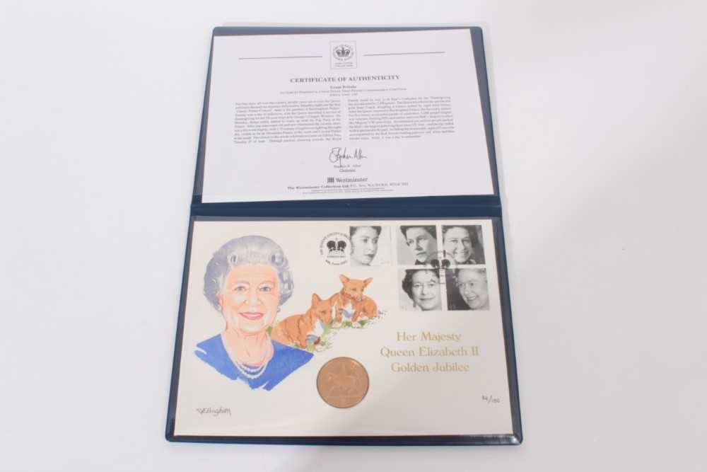 G.B. Westminster issued Gold Five Pound Coin cover celebrating 'Queen Elizabeth II Golden Jubilee' 2