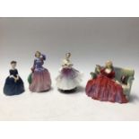 Four Royal Doulton figures - The Ballerina HN2116, Sweet & Twenty HN1298, Blithe Morning HN2021 and