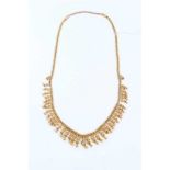Late 19th century continental 14ct gold fringe necklace