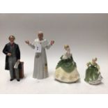 Seven various Royal Doulton figures to include Pope John Paul II