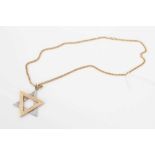 Yellow and white metal Star of David pendant on 9ct gold chain