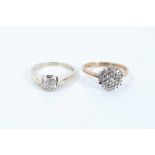 Two 9ct gold diamond set rings