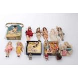 Dolls House Doll selection including small and miniature size including pin joint china, bisque and