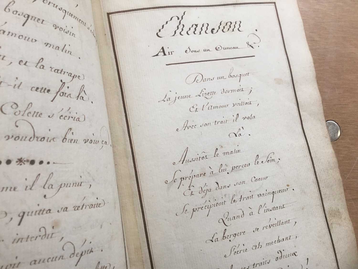 18th century French hand written song book, together with 1692 book of prayers - Image 5 of 9