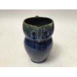 Bourne Denby blue and green glazed owl jug, 17cm high plus a seal and fish (3)