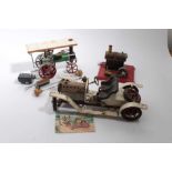 Mamod Stationary Steam Traction Engine and Roadster Car, all unboxed