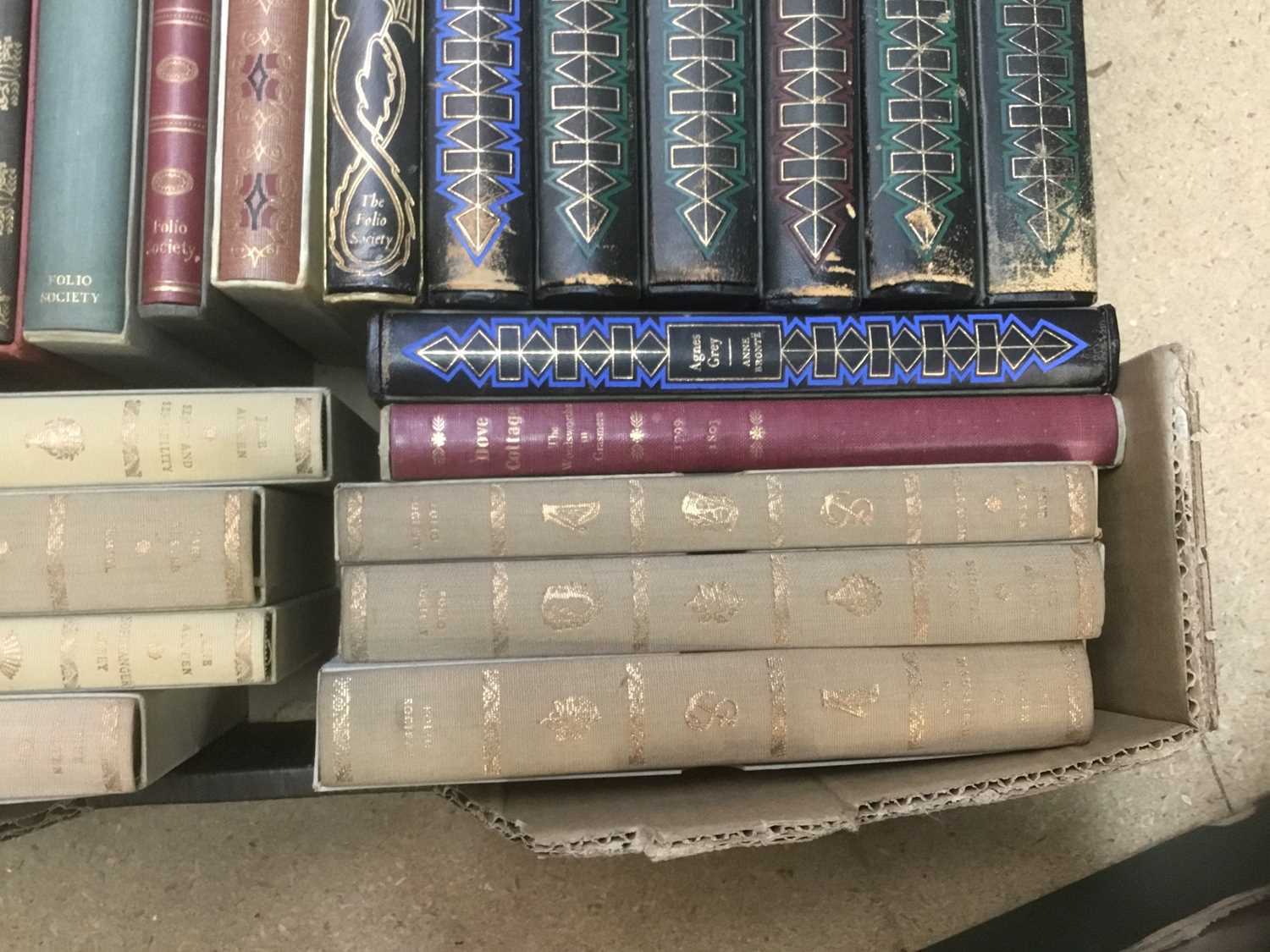 Folio society, new box of books, approximately 31 books including Works of Jane Austin and others