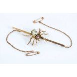 Edwardian 9ct gold gem set spider bar brooch