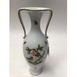 Herend porcelain vase painted with birds