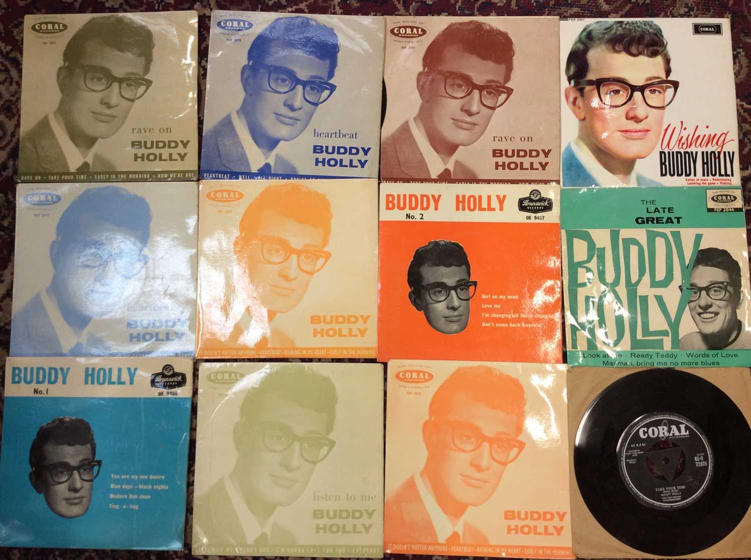 Outstandng collection of Buddy Holly EP's (11) and singles (35) in mostly ex condition, some possibl