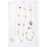 14ct gold necklace and matching bracelet and three other 14ct gold necklaces