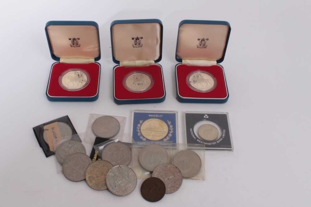 G.B. Mixed coinage to include Jubilee Silver Proof Crowns 1977 x 3