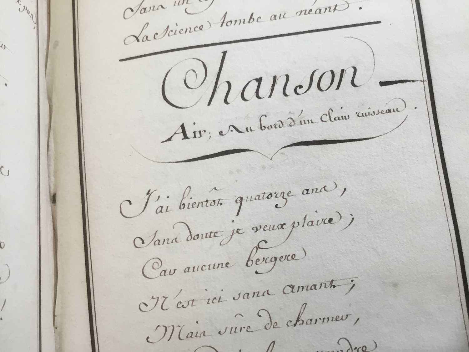 18th century French hand written song book, together with 1692 book of prayers - Image 6 of 9