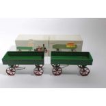 Mamod Steam Tractor TE1A. Plus two Mamod Open Wagons and Mamod Lumber Wagon all boxed.