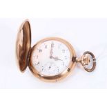 Early 20th century Gentlemen’s Swiss 14ct rose gold cased full hunter pocket watch