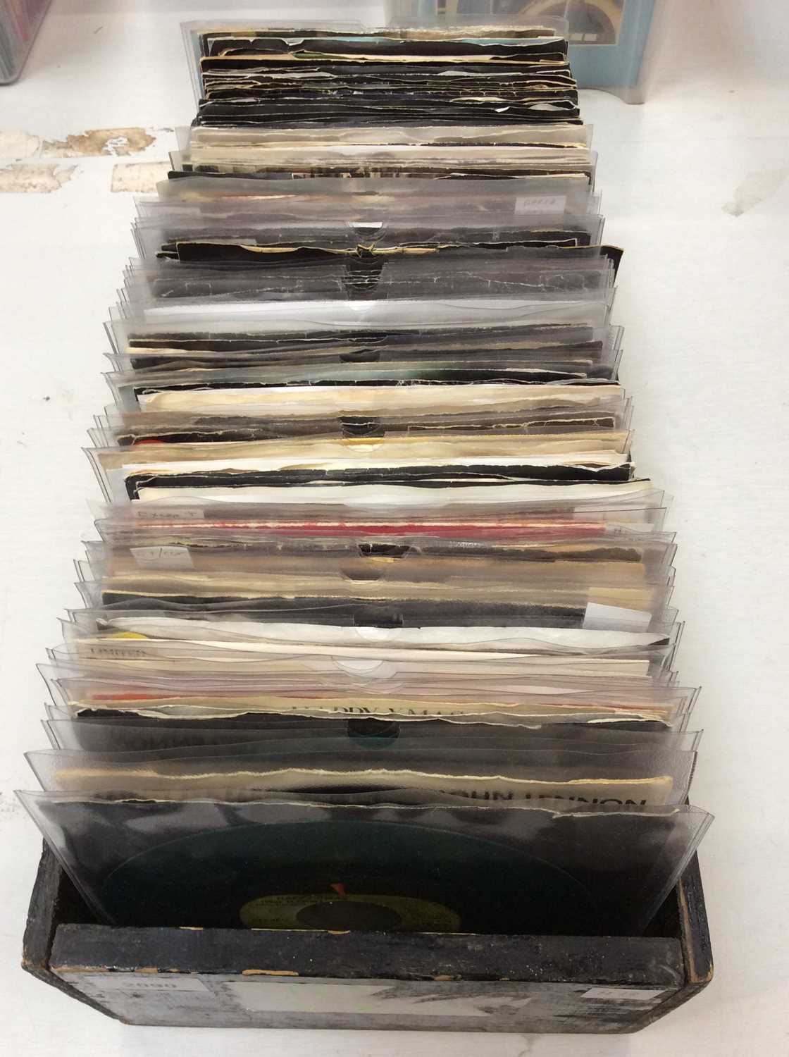 Box of 140 plus Beatles and related single records, mostly grading at VG to EX including some colour - Image 3 of 3