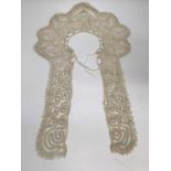 Antique tape and bobbin lace collars and capelets with ribbon ties.