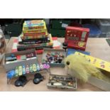 Childrens toys selection including Matchbox Diecast vehicles, board games, dolls pram and dolls, car