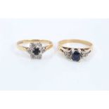 Two 18ct gold sapphire and diamond rings