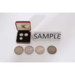 G.B. - Mixed Silver coins and medallions to include G.B. Crowns Victoria 1900 LXIV AVF, George V 19