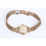 Longines 9ct gold ladies wristwatch on 9ct gold bracelet