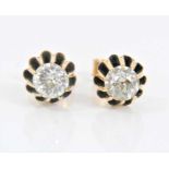 Pair of antique diamond single stone earrings, each with an old cut diamond estimated to weigh appro