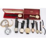 Group vintage wristwatches including ladies' 9ct gold cased Accurist watch, gold plated gentlemen’s