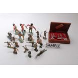 Selection of plastic and lead model soldiers, various scales including Elastolin, Marx and others (q