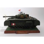 Scracht built wooden model of a Churchill Mk VI tank